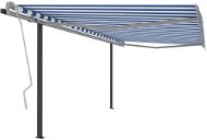 Ručne sťahovacia markíza so stĺpikmi 4,5 x 3,5 m modro-biela - Markíza