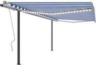 Automatická markýza LED a senzor větru 4 x 3 m modrobílá - Markýza