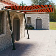 Ručně zatahovací markýza se sloupky 4 x 3 m oranžovo-hnědá - Markýza