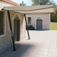 Ručně zatahovací markýza se sloupky 4 x 3 m krémová - Markýza