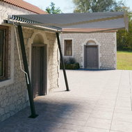 Ručně zatahovací markýza se sloupky 4 x 3 m modrobílá - Markýza
