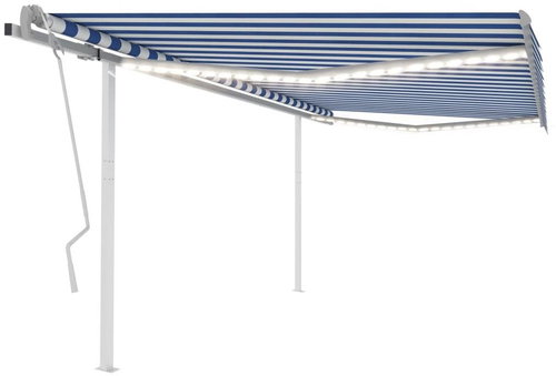 SHUMEE Markýza s LED světlem 4,5 x 3,5 m modrobílá - Markýza - Main image