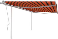 Ručně zatahovací markýza se sloupky 4,5 x 3 m oranžovo-hnědá - Markýza