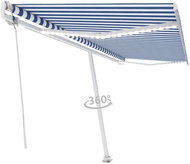 Automatická markýza LED a senzor větru 500 x 300 cm modrobílá - Markýza