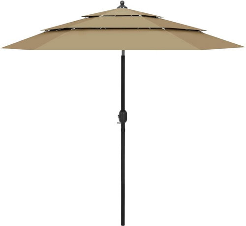 3stupňový slunečník s hliníkovou tyčí taupe 2,5 m  - Slunečník - Main image