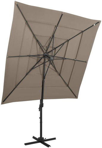 4stupňový slunečník s hliníkovou tyčí taupe 250 x 250 cm - Slunečník - Main image