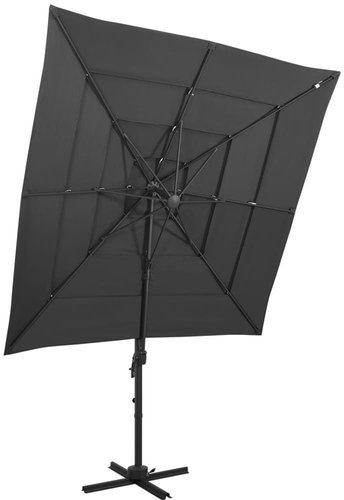 4stupňový slunečník s hliníkovou tyčí antracit 250 x 250 cm - Slunečník - Main image