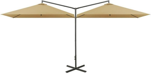 SHUMEE Slunečník zahradní, dvojitý, taupe 600 x 300 cm - Slunečník - Main image