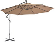 Konzolový slunečník s LED světly kovová tyč 350 cm barva taupe - Slunečník