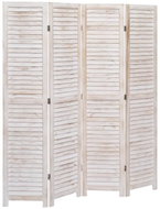 4dílný paraván bílý 140 x 165 cm dřevo - Paraván