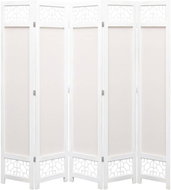 5dílný paraván krémový 175 x 165 cm textil - Paraván