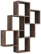 FMD Nástěnná police s 8 přihrádkami tmavá vintage - Shelf
