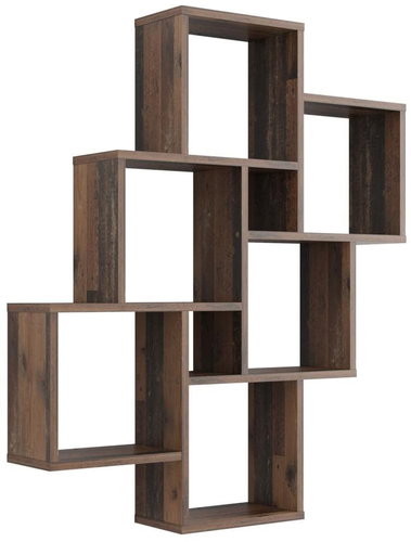 FMD Nástěnná police s 8 přihrádkami tmavá vintage - Shelf - Main image
