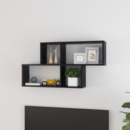Nástěnná police černá s vysokým leskem 100x18x53 cm dřevotříska - Shelf