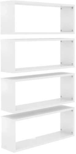 Nástěnné krychlové police 4 ks bílé 60 x 15 x 23 cm dřevotříska - Police - Main image