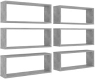 Nástenné kubické police 6 ks betónovo sivé 60 × 15 × 23 cm - Polica