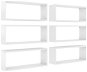 Nástenné kubické police 6 ks biele vysoký lesk 60 × 15 × 23 cm - Polica