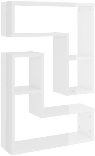 Nástěnné police 2 ks bílé vysoký lesk 50x15x50 cm dřevotříska - Shelf - Main image