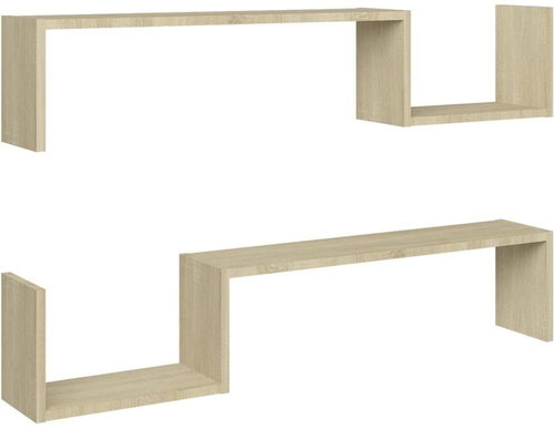 Wall shelves 2 pcs oak sonoma 100 x 15 x 20 cm chipboard - Shelf - Main image
