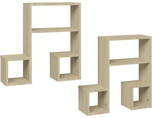 Nástěnné police 2 ks dub sonoma 50 x 15 x 50 cm dřevotříska - Shelf - Main image