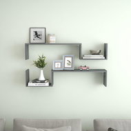 Nástěnné police 2 ks šedé vysoký lesk 100x15x20 cm dřevotříska - Shelf