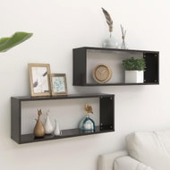 Nástěnné police krychlové 2 ks černé vysoký lesk 60x15x23 cm - Shelf