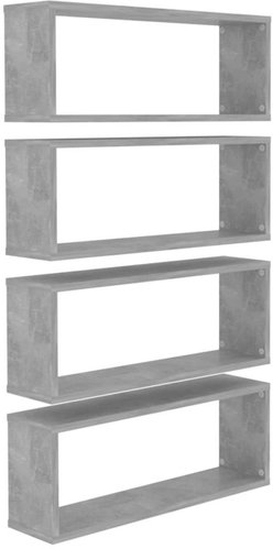 Nástěnné police krychlové 4 ks betonově šedé 60 x 15 x 23 cm  - Police - Main image