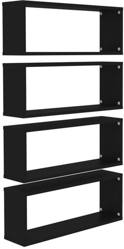 Nástěnné police krychlové 4 ks černé 60x15x23 cm dřevotříska  - Shelf - Main image