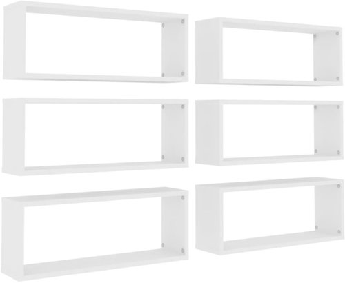Nástěnné police krychlové 6 ks bílé 60x15x23 cm dřevotříska  - Shelf - Main image