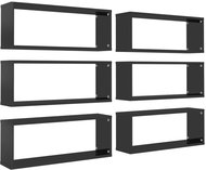 Nástěnné police krychlové 6 ks černé vysoký lesk 60x15x23 cm - Shelf