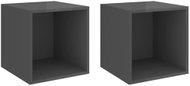 Nástěnné skříňky 2 ks šedé vysoký lesk 37x37x37 cm dřevotříska  - Shelf
