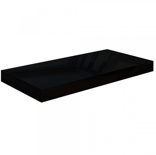 Plovoucí nástěnná police černá vysoký lesk 50 x 23 x 3,8 cm MDF - Police - Main image