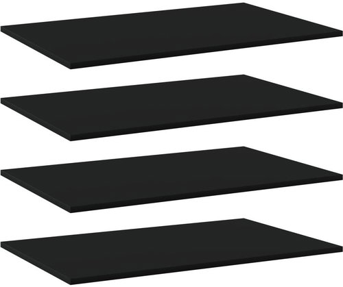 Přídavné police 4 ks černé 80 x 50 x 1,5 cm dřevotříska - Police - Main image