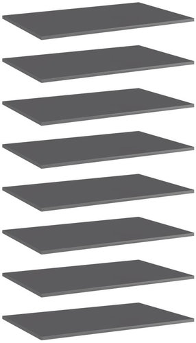 Přídavné police 8 ks šedé vysoký lesk 80x50x1,5 cm dřevotříska - Police - Main image