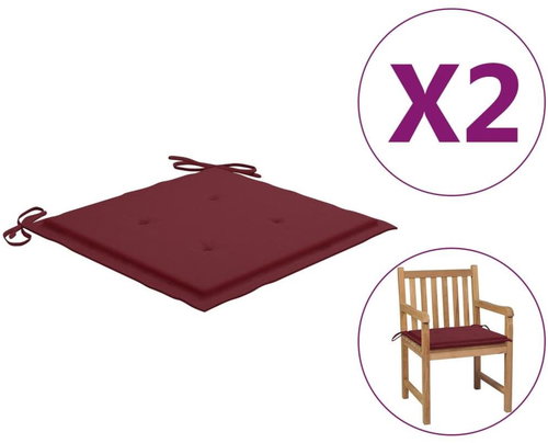 Garden chair pads 2 pcs burgundy 50 x 50 x 4 cm textile - Pillow Seat - Main image