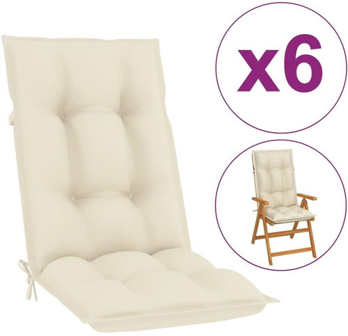 Garden chair pads 6 pcs cream 120 x 50 x 7 cm - Pillow Seat - Main image
