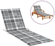 Cushion for garden deckchair grey checkered 200x60x4 cm textile - Pillow Seat
