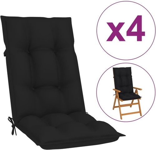 Garden chair pads 4 pcs black 120 x 50 x 7 cm - Pillow Seat - Main image