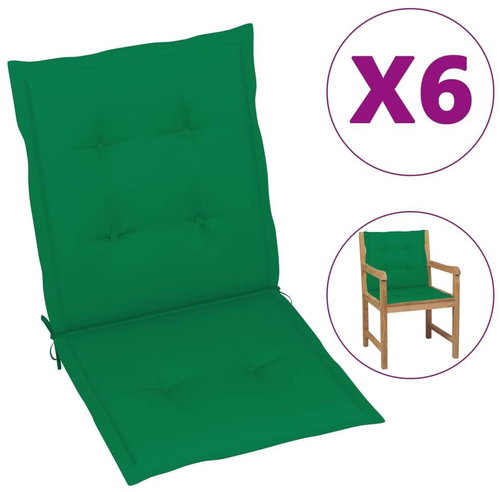 Garden chair pads 6 pcs green 100 x 50 x 4 cm - Pillow Seat - Main image