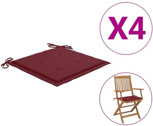 Garden chair pads 4 pcs burgundy 40 x 40 x 4 cm textile - Pillow Seat - Main image