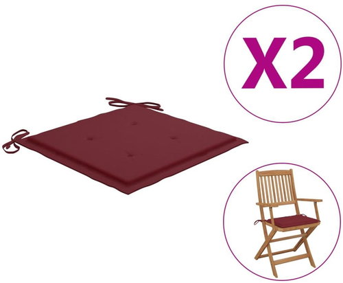 Garden chair pads 2 pcs burgundy 40 x 40 x 4 cm textile - Pillow Seat - Main image