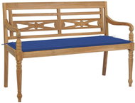 SHUMEE Lavice Batavia s královsky modrou poduškou 120 cm teak 3062164 - Zahradní lavice