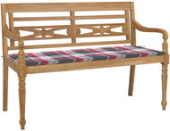 SHUMEE Lavice Batavia červená károvaná poduška 120 cm teak 3062167 - Zahradní lavice
