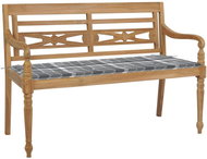 SHUMEE Lavice Batavia s šedou károvanou poduškou 120 cm teak 3062168 - Zahradní lavice