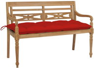 SHUMEE Lavice Batavia s červenou poduškou 120 cm teak 3062175 - Zahradní lavice