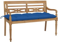 SHUMEE Lavice Batavia s modrými poduškami 120 cm teak 3062179 - Zahradní lavice