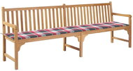 SHUMEE Zahradní lavice červená károvaná poduška 240 cm teak 3062902 - Zahradní lavice
