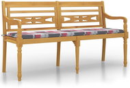 SHUMEE Lavice Batavia červená kostkovaná poduška 150 cm teak 3100839 - Zahradní lavice