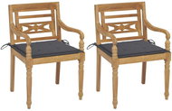 SHUMEE Židle zahradní BATAVIA s antracitovými poduškami, teak 3062127 - 2ks v balení - Zahradní židle