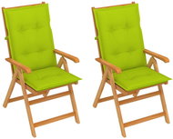SHUMEE Křeslo zahradní s jasně zelenými poduškami, teak 3062402 - 2ks v balení - Zahradní křeslo
